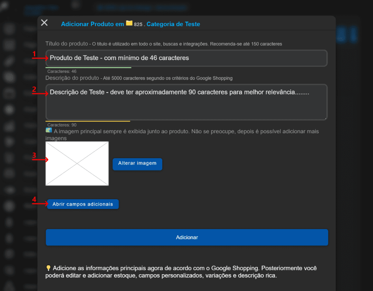Imagem Criando um Produto